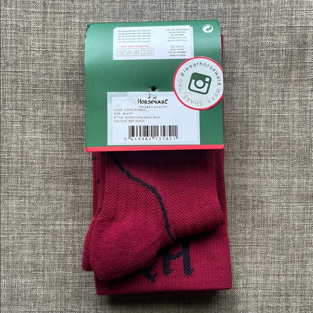 Horseware Equestrian Riding Sport Compression Socks Red NWT
